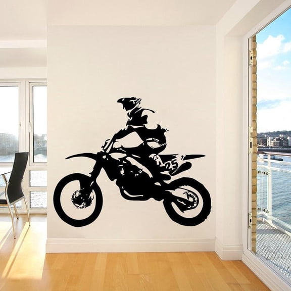 Motocross Rider Wall Decal Motorcycle Cool Style Vinyl Window Stickers Bedroom Man Cave Home Decor Art Waterproof Mural 42x34cm