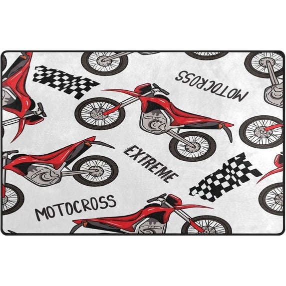 Motocross Riding Area Rugs Colorful Large Non-Slip Floor Mat Decorative Carpets Doormat for Kitchen Living Dining Dorm Playing Room Bedroom 31 x 20inch