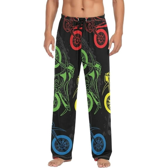 Motocross Riding Ghost Pajama Pants, Men's Lounge Pants Light with Drawstring and Pockets, Christmas New Year Birthday Father's Day Gifts, X-Large