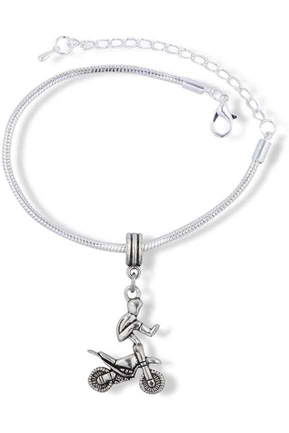 Motocross Stunt Trick over Handle Bars Snake Chain Charm Bracelet