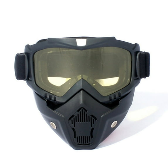 Motocross Sunglasses Windproof Cycling Riding Skiing Goggles with Mouth Mask UV Protection Bike Motorcycle Cycling Helmet Mask (Yellow)