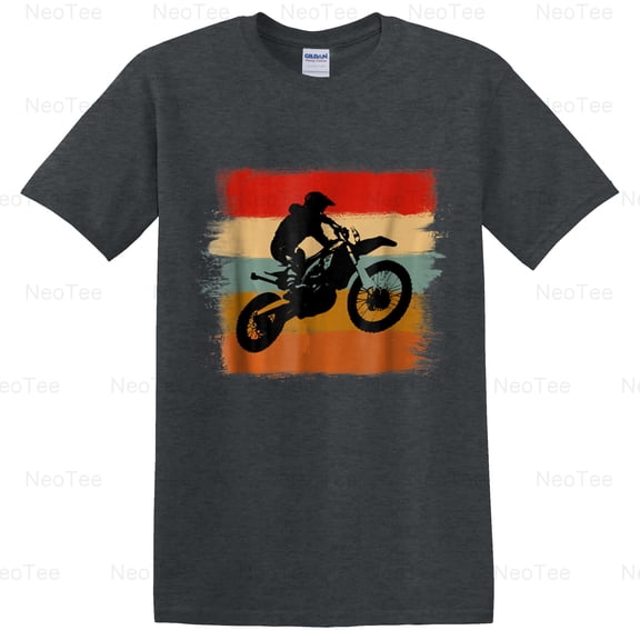 Motocross Vintage Dirt Bike Retro Stripes Enduro Off Road MX Racing T-Shirt Unisex, up to 5XL