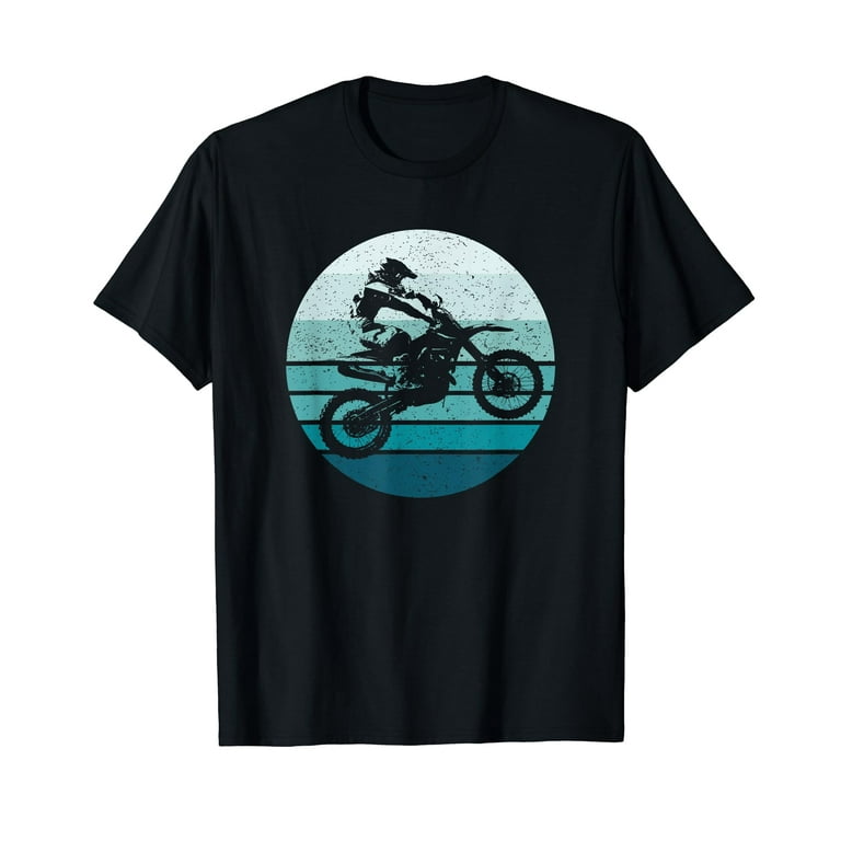 Motocross Vintage Dirt Bike Rider Sunset Background T Shirt