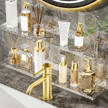 Motoen Bathroom Shelf Organizer Over The Faucet Plastic Storage Rack, Clear