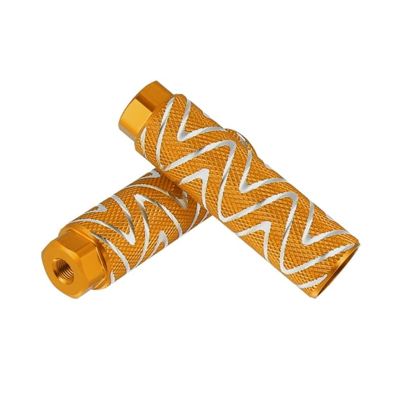 Motoforti 1 Pair Axle Rear Foot Pegs Footpegs Universal Aluminum Alloy for BMX MTB Bike Bicycle 3/8" Axles Gold Tone