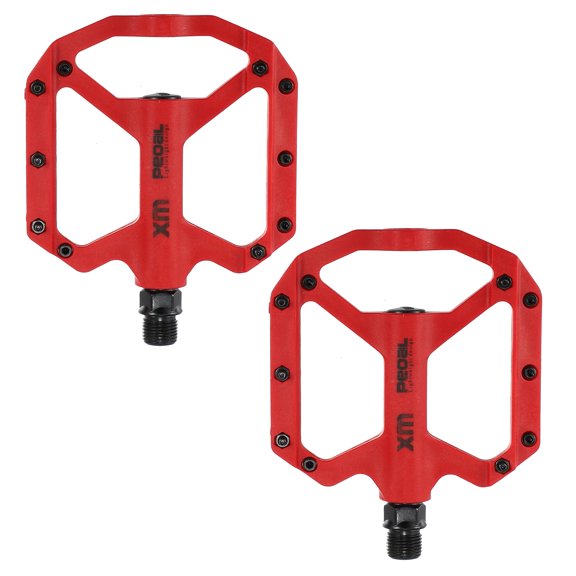 Motoforti 1Pair Mountain Bike Pedals Non-Slip Bike Pedals Platform Bicycle Flat Pedals 9/16" Red