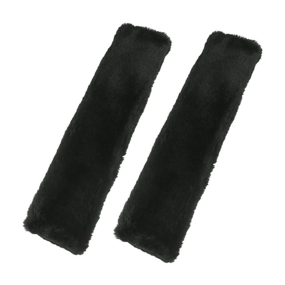 Motoforti 2 Pcs Plush Car Shoulder Seatbelt Pad Covers Universal Black 30x7cm