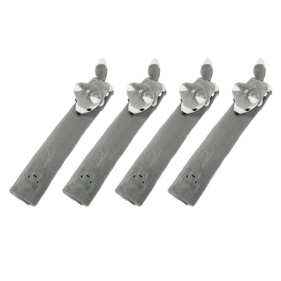 Motoforti 4 Pcs Flannel Car Shoulder Seatbelt Pad Covers Universal Gray 30.5cm Fox Shaped