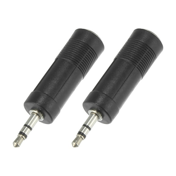 Motoforti 6.5mm 1/4" Female to 3.5mm 1/8" Male Dual Channel Audio Connector Adapter Jack Black 2 Pcs
