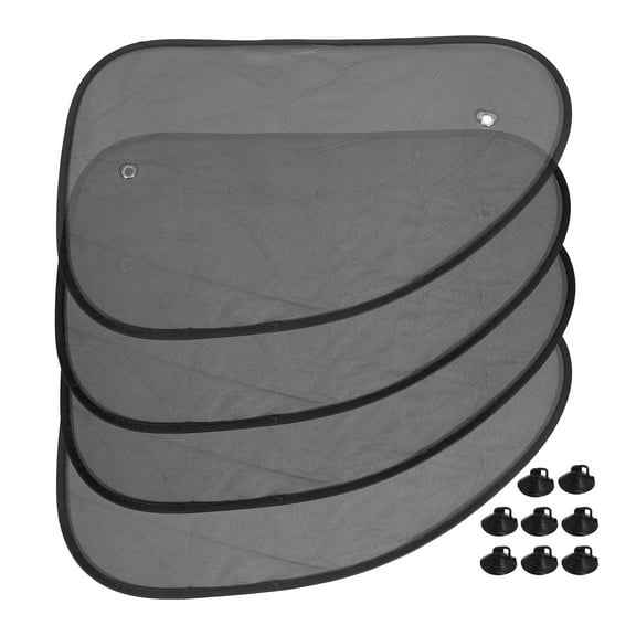 Motoforti Car Folding Front Window Sun Shade Shield Anti Block Protector Mesh 25.20x14.96 Inch Black 4pcs