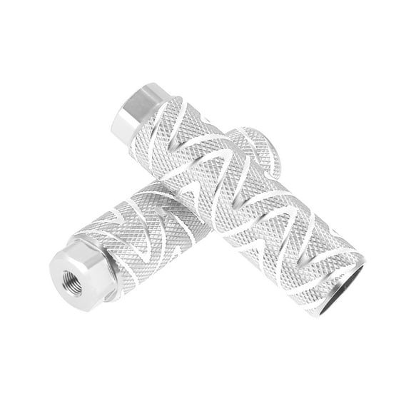 Motoforti Pair 3.94"x1.1" Bike Axle Rear Foot Pegs Aluminum Alloy Fit 3/8 inch Axles Silver Tone