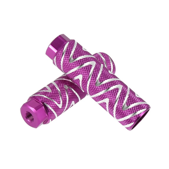 Motoforti Pair Wave Stripes Axle Rear Foot Pegs Footrests Aluminum Alloy for Bike Bicycle Fit 3/8 Inch 100x28mm Purple
