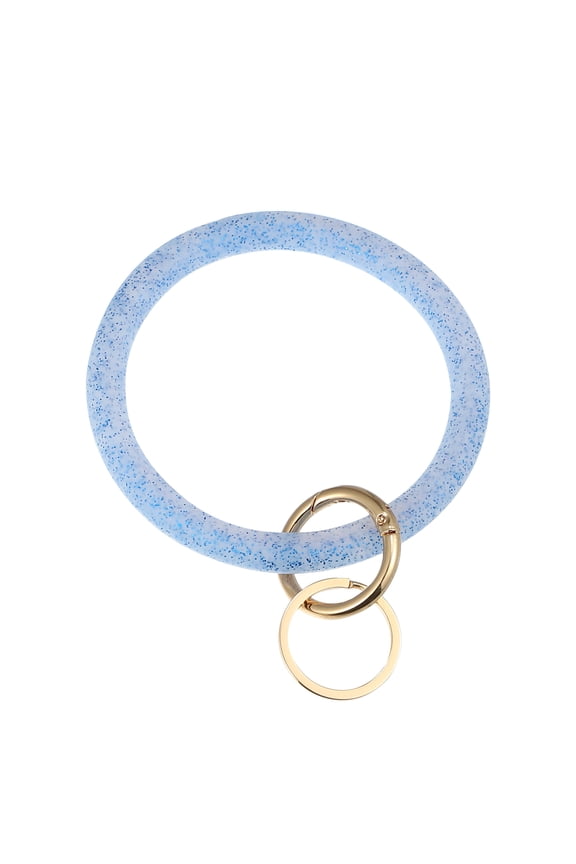 Silicone Wrist Keychain Bangle Keyring Bracelet Keys Holder for Women Oversize Blue