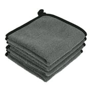 Motoforti Soft Absorbent Auto Care Car Cleaning Towels 12"x12" Coral Fleece Gray Yellow 4pcs