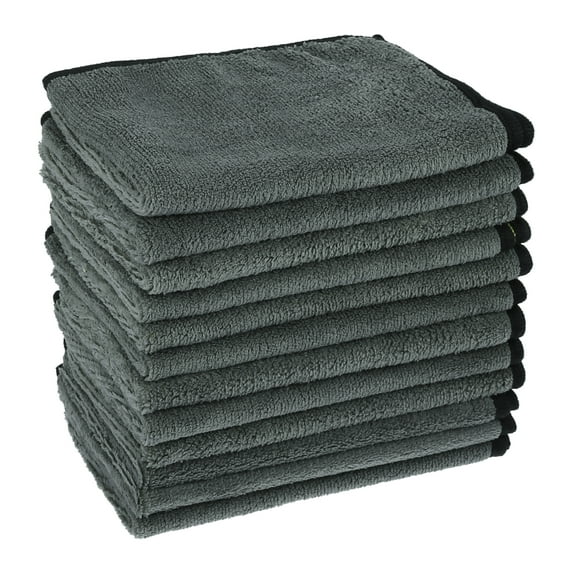 Motoforti Soft Absorbent Auto Care Car Cleaning Towels 16"x12" Coral Fleece Gray Yellow 12pcs