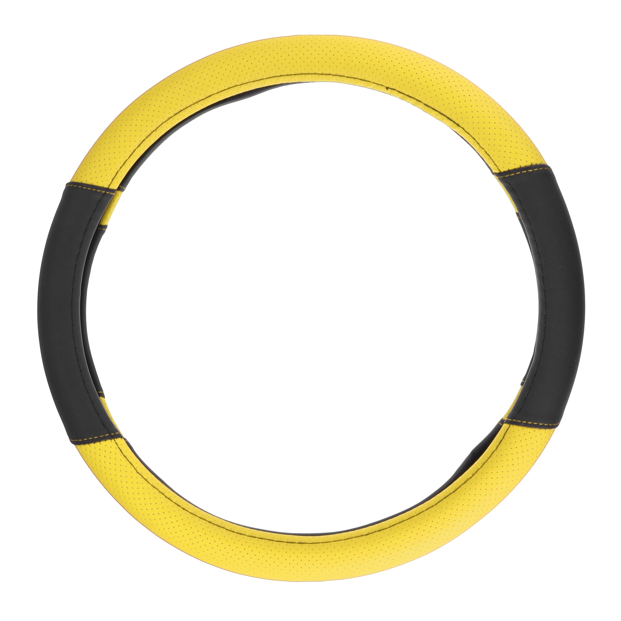 Motoforti Steering Wheel Cover for Car Truck Universal Car Accessories Faux Leather Black Yellow