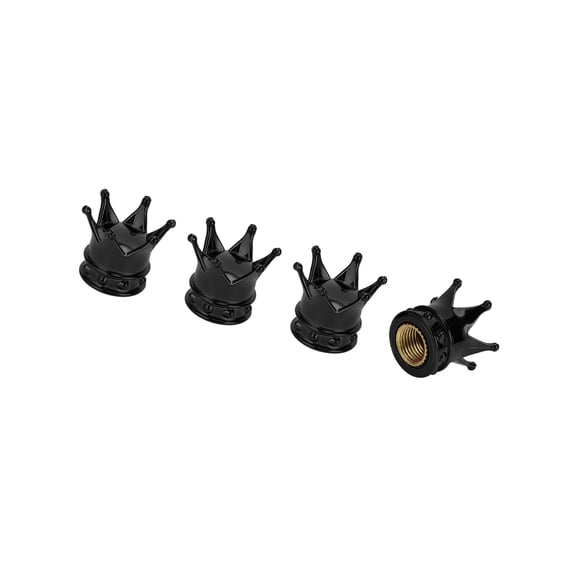 Motoforti Tire Valve Stem Caps 12.8MM Car Wheel Valve Cap ABS Black Crown Style for Car Bike Motorcycle Truck 4pcs