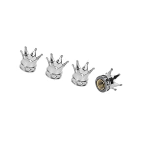 Motoforti Tire Valve Stem Caps 12.8MM Car Wheel Valve Cap ABS Silver Tone Crown Style 4 Pcs