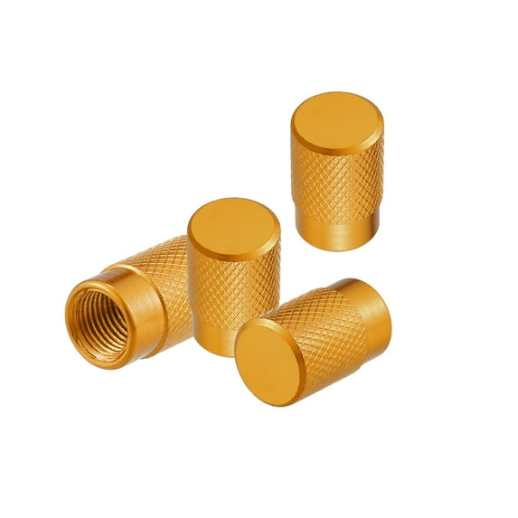 Motoforti Universal Color Tire Valve Cap Car Accessories Aluminum Alloy Gold Tone 4 Pcs