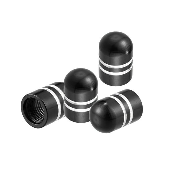 Motoforti Universal Tire Valve Stem Caps Car Accessories Aluminum Alloy Black 4 Pcs