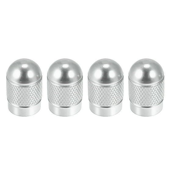 Motoforti Universal Tire Valve Stem Caps Car Accessories Aluminum Alloy Silver Tone 17mm 4pcs