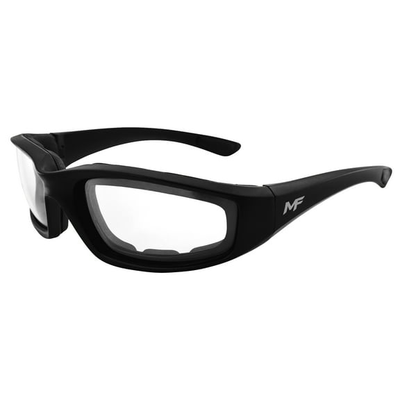 MotoFrames MF Payback Padded Motorcycle Sunglasses Black Frames w/ Clear Mirror Lens