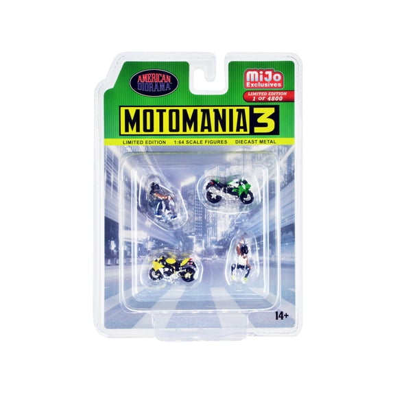 "Motomania 3" 4 piece Diecast Set (2 Figures and 2 Motorcycles) Limited Edition to 4800 pieces Worldwide for 1/64 Scale Models by American Diorama