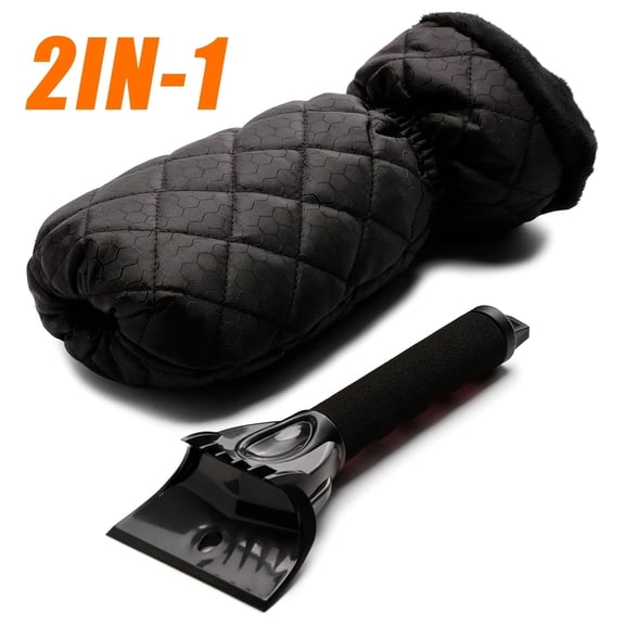 Motomate 2-in-1 Winter Snow Removal Kit: Insulated Gloves with Ice Scraper Shovel for Car Windows, SUV, Patio, and Driveway