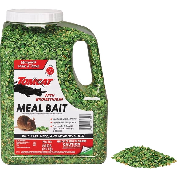 Motomco Tomcat Rodent Bait with Bromethalin - Meal Bait - 5 lbs