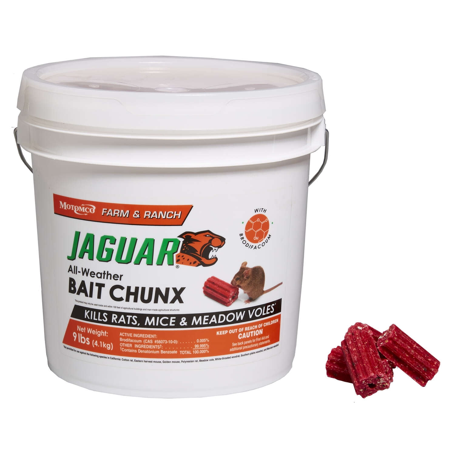 Motomco Jaguar Toxic Bait Blocks For Mice and Rats 9 lb Indoor and Outdoor