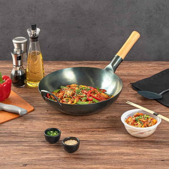 -Motomori 12 Inch Blue Carbon Steel Wok Pan