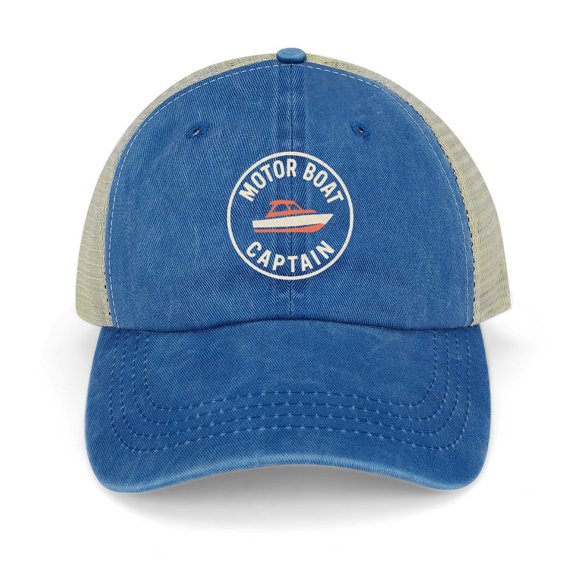 Motor Boat Captain Dark Blue Baseball Cap for Men Women, Adjustable Snapback Hats Trucker Hat