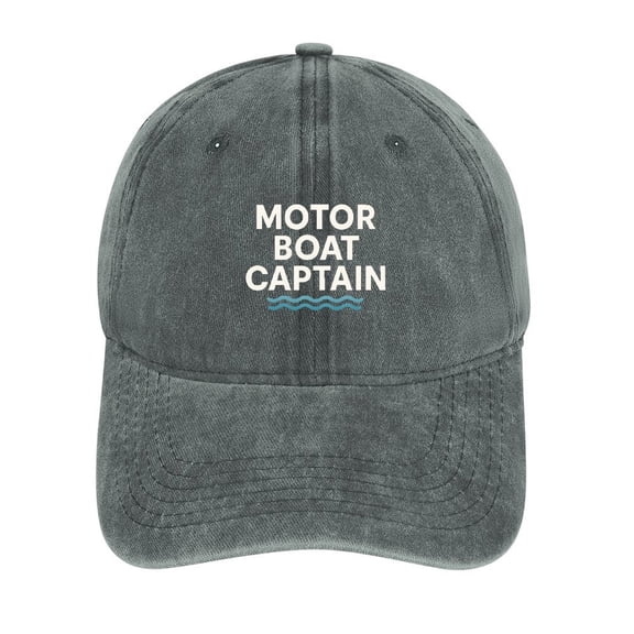 Motor Boat Captain Gray Baseball Cap for Men Women, Adjustable Snapback Hats Cotton Hat