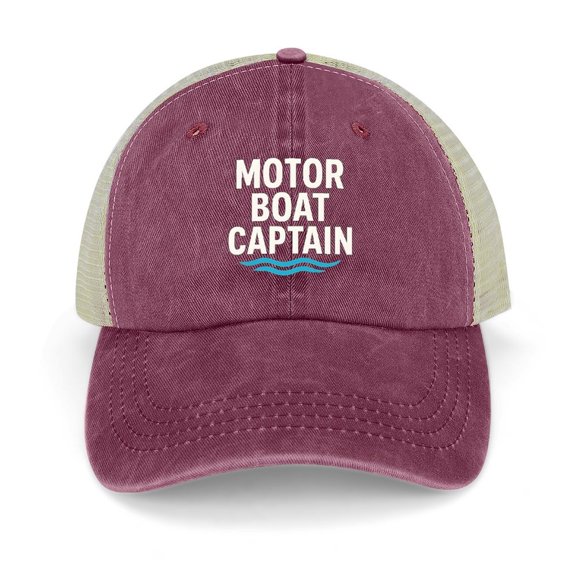 Motor Boat Captain Wine Red Baseball Cap for Men Women, Adjustable Snapback Hats Trucker Hat