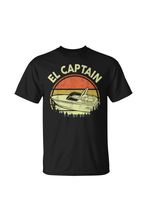Motor Boat El Captain Father Day Papa Boating Dad TShirt