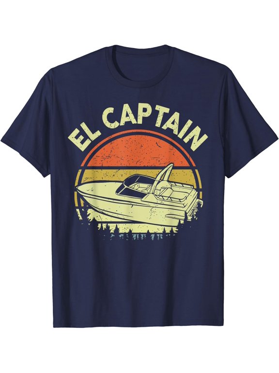 Motor Boat El Captain-Shirt Father Day Gift Funny Papa Dad T-Shirt, Vintage Birthday Gift