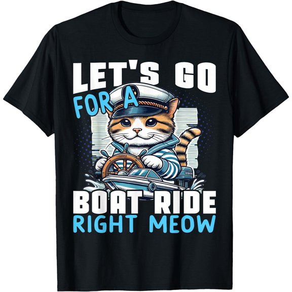 Motor Boats Cat Captain Speed Boat Owner Cats & Motorboat T-Shirt , Vintage T-Shirt