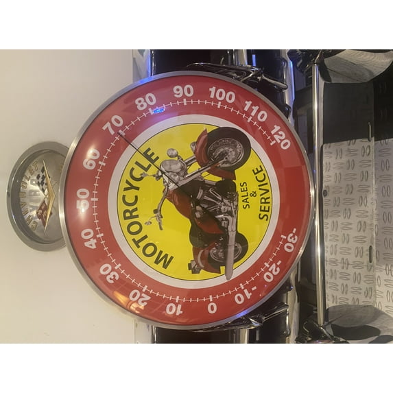 Motor Cycle Sales Harley Davidson Gas and OIL Vintage style Round Thermometer 12" INCH NEW GLASS FACE 12" INCH NEW GLASS FACE