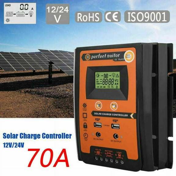 Motor Genic 12/24V 70A MPPTSolar Charger Controller Panel Battery Regulator Dual USB