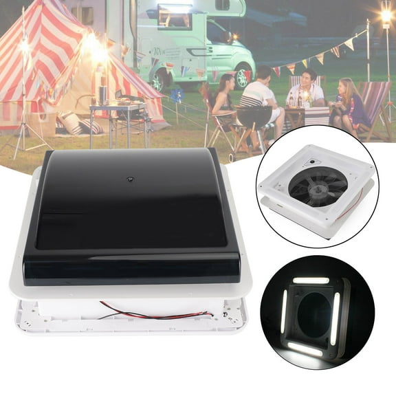 Motor Genic 14" RV Caravan Roof Vent Manual RV Camper Fan 12V Skylight With LED Light