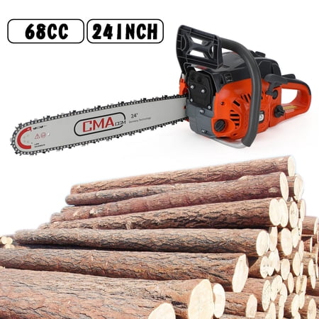 Motor Genic 24" 68CC Gasoline Chainsaw Cutting Wood Gas Sawing Aluminum Crankcase Chain Saw