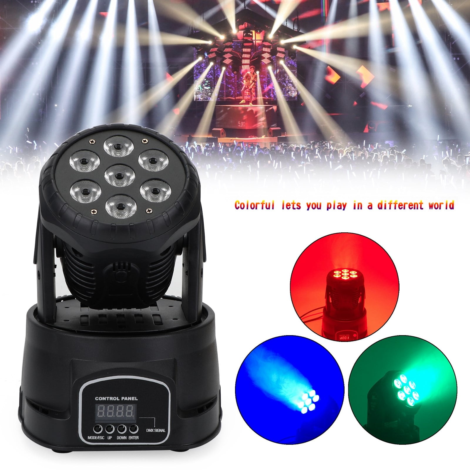 Motor Genic 7 x10W Moving Head Stage Light 70W 7 LED RGBW DMX DJ Disco Stage Party Lighting