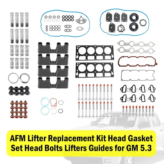Motor Genic AFM Lifter Replacement Kit Head Gasket Set Head Bolts Lifters Guides for GM 5.3