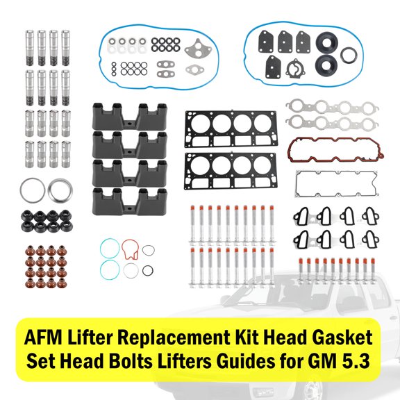 Motor Genic AFM Lifter Replacement Kit Head Gasket Set Head Bolts Lifters Guides for GM 5.3