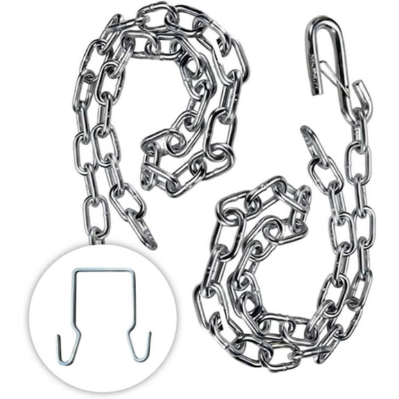 Motor God 24" Heavy Duty Trailer Safety Chains with 2-1/2" Chain Hanger (Set of 2 Chains)  1/4" Diameter (7800 Lb)