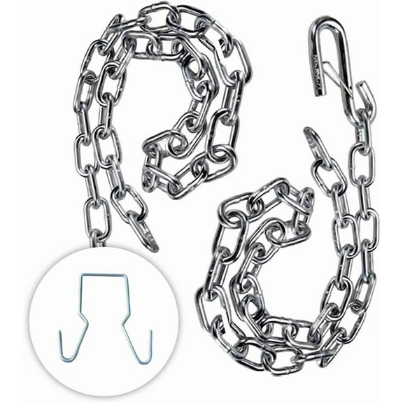 Motor God 24" Heavy Duty Trailer Safety Chains with 2" Chain Hanger (Set of 2 Chains) 1/4" Diameter (6000 Lb)