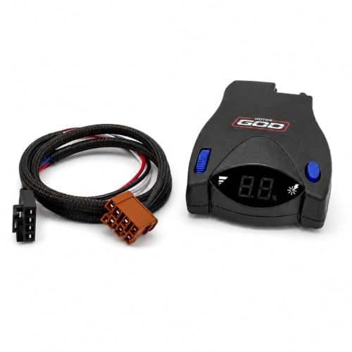 Motor God 90885 P2-Style Proportional Electric Trailer Brake Controller with Plug & Play Harness for Chevy, GMC, Cadillac & Hummer, LED Display, Gain & Boost, 1-4 Axles