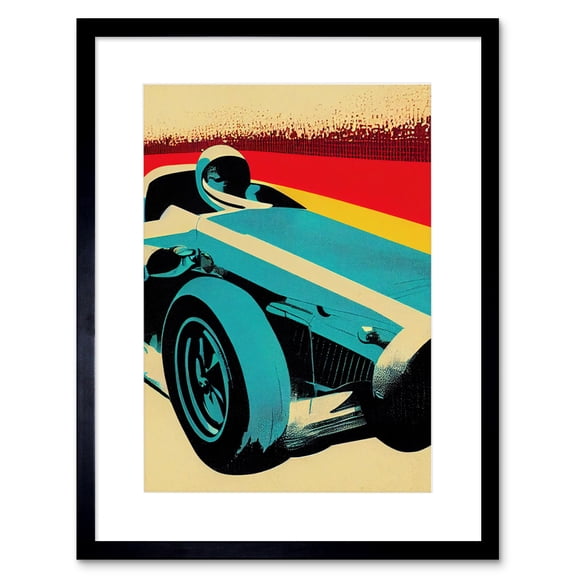 Motor Racing Car Driver Pop Art Graphic Artwork Framed Wall Art Print 9X7 Inch