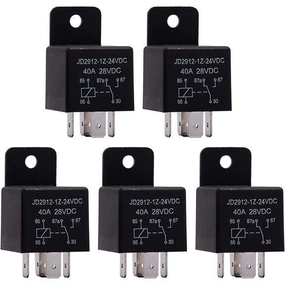 Motor Relay 5 Pin 24V Coil 40amp Spdt Model No.: JD2912-1Z-24VDC 40A 28VDC, Contactor Relay Switch Power, Auto Switches & Starters, 5 Pack