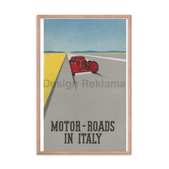 Motor-Roads in Italy, 1933. Framed Vintage Travel Poster